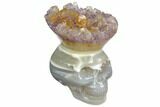 Polished Agate Skull with Amethyst Crown #149561-1